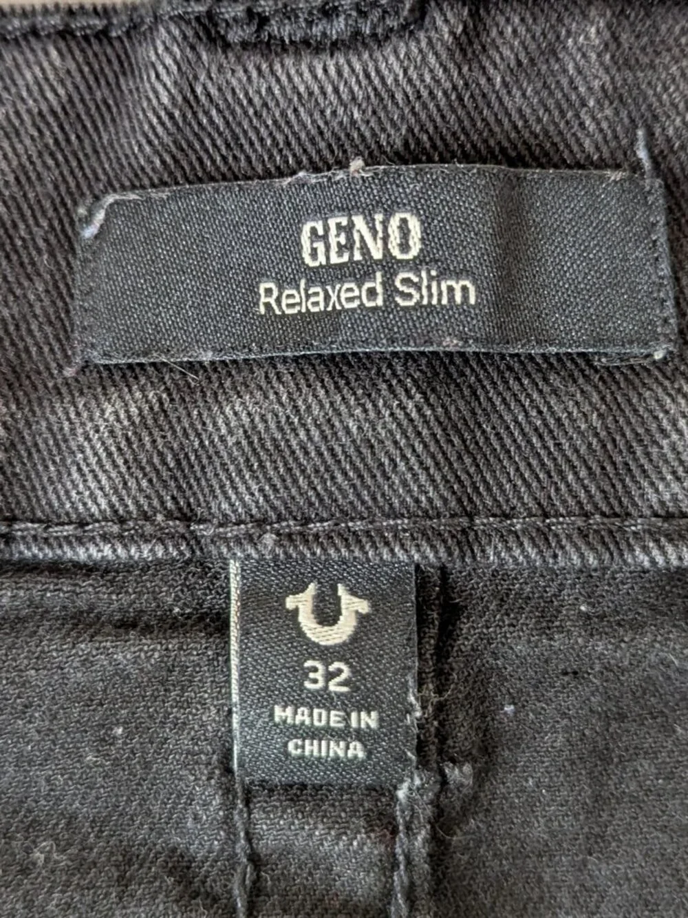 True Religion Geno Relaxed Slim Jeans Men's 32 (Fit 32x30) Black Stretch